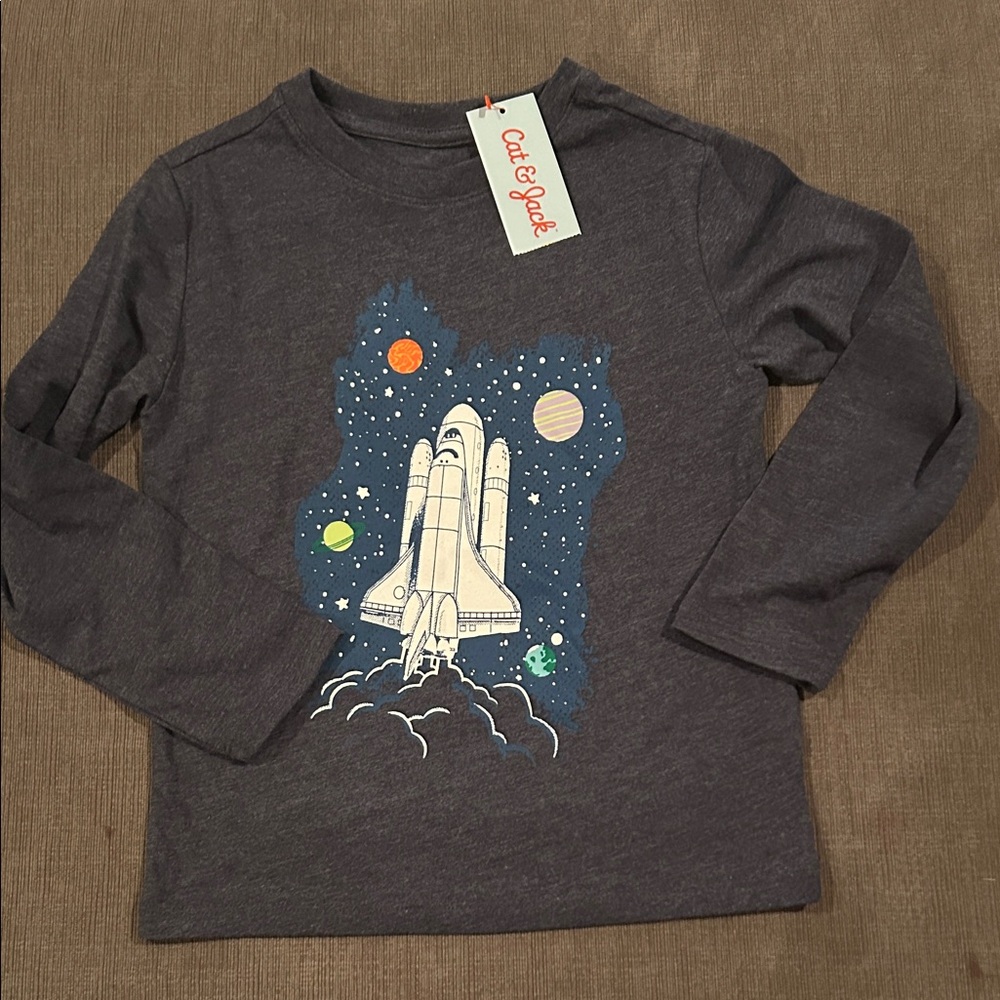 CAT & JACK Space shuttle Rocket Longsleeve shirt XS (4/5) NWT